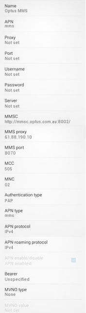 Optus MMS APN Settings for Android: