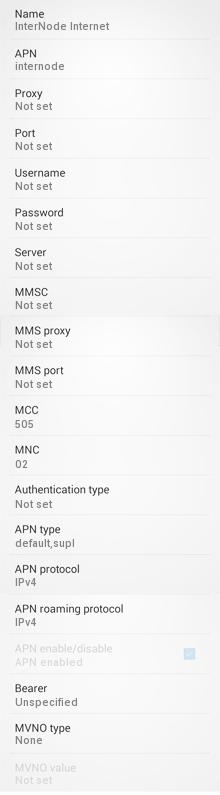 InterNode APN Settings for Android HTC Desire Samsung Galaxy S3 S4 S5 Xperia