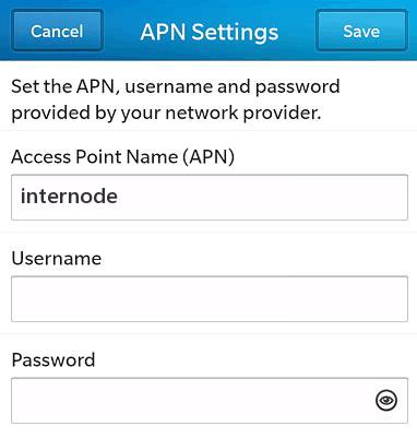 InterNode APN Settings for Blackberry