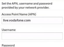 Vodafone Australia APN Settings for Blackberry