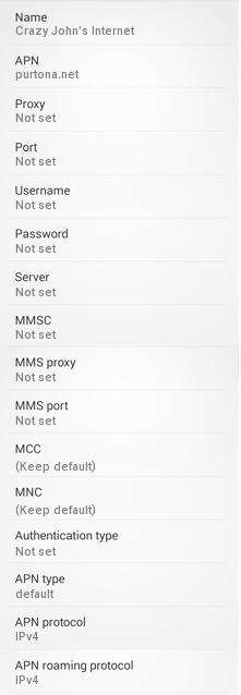 Crazy John's Internet APN Settings for Android HTC Galaxy Xperia Nexus Australia