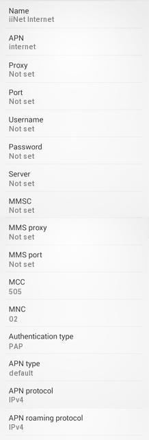 iiNet APN Settings for Android HTC Samsing Galaxy Xperia