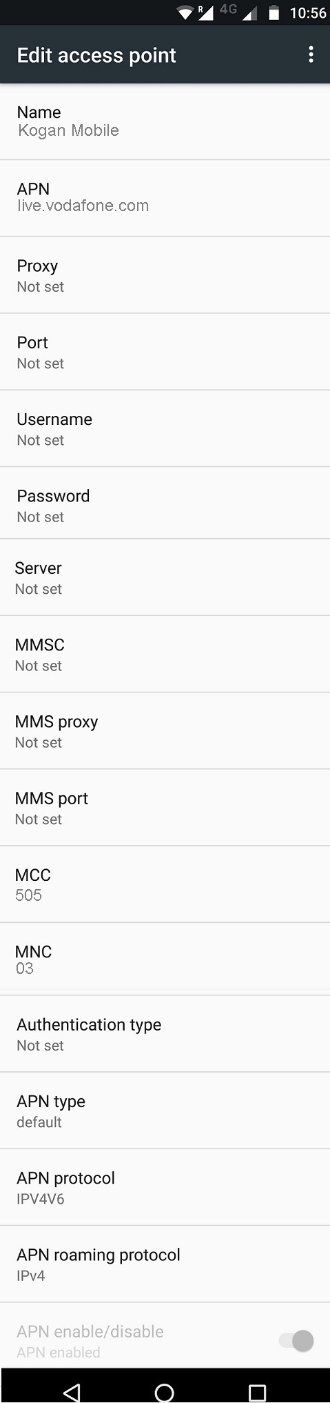 Kogan Mobile APN Settings