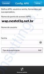 Configurar APN Nextel no Blackberry