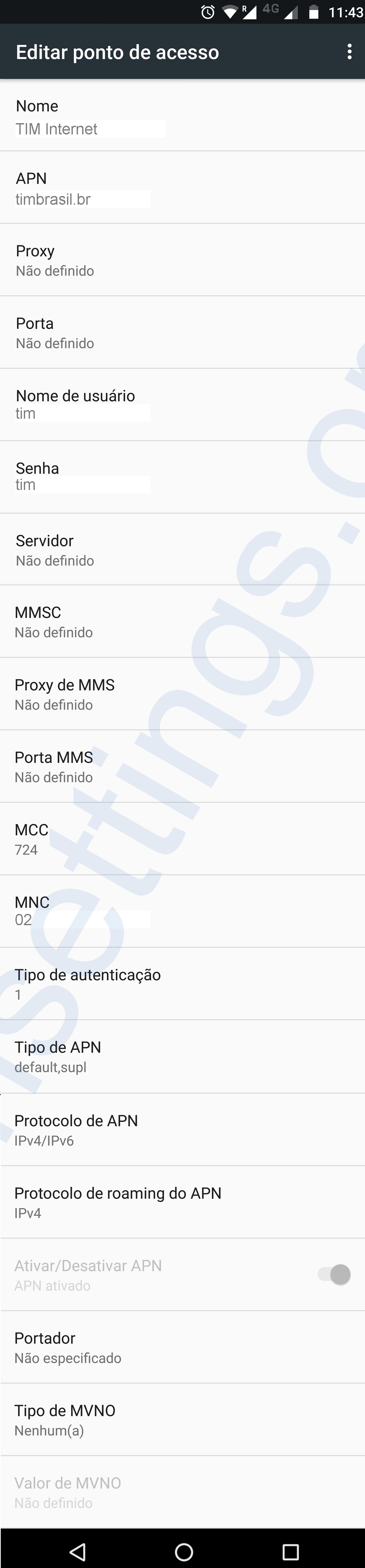 Configurar APN TIM 4G no Android