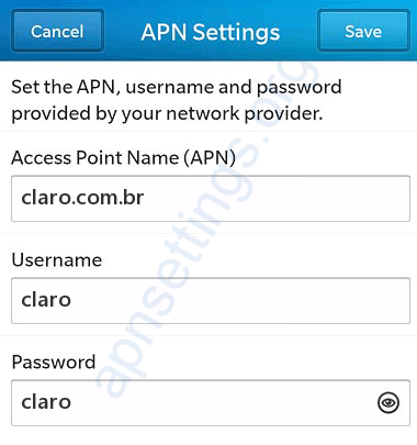 Configurar APN da Claro Brasil no Blackberry