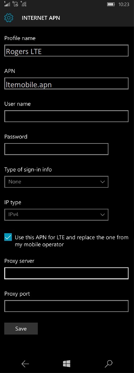 Rogers APN Settings for Windows Phone