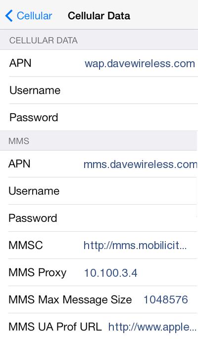 Mobilicity APN Settings for iPhone 6 6S 5 4 4S 3G iPad