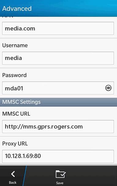 Rogers mms Settings for Blackberry Torch Bold 9900 z10 q10
