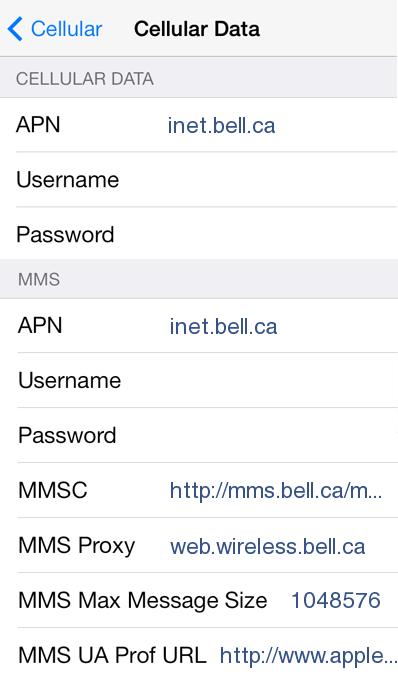 Virgin Canada APN Settings for iPhone 5 6 6S 4S iPad