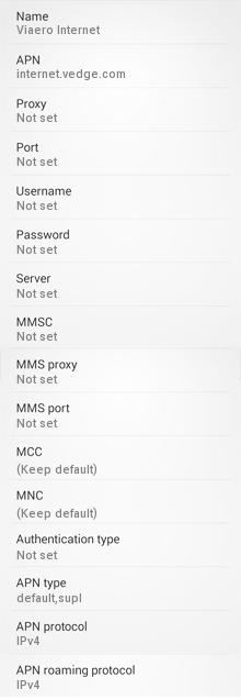 Viaero Wireless Canada APN settings Android HTC Samsung Galaxy