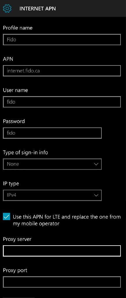 Fido Internet Settings For Windows Phone 10