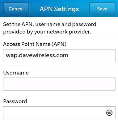 Mobilicity APN Settings for Blackberry 10