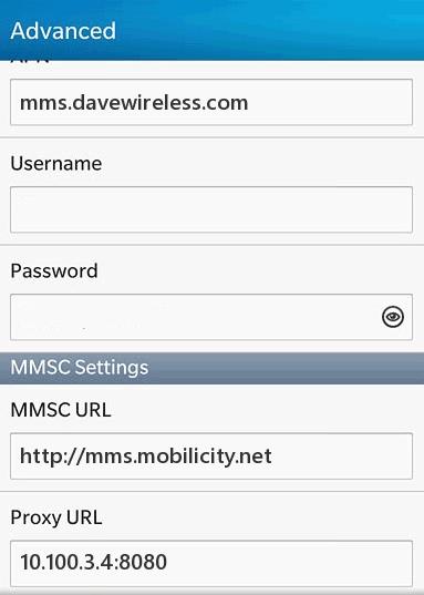 Mobilicity mms Settings for Blackberry 10