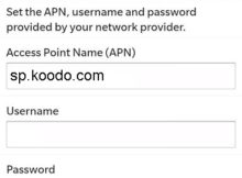 Koodo Blackberry APN Settings