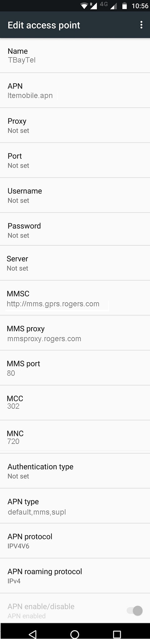 TBayTel LTE APN Settings