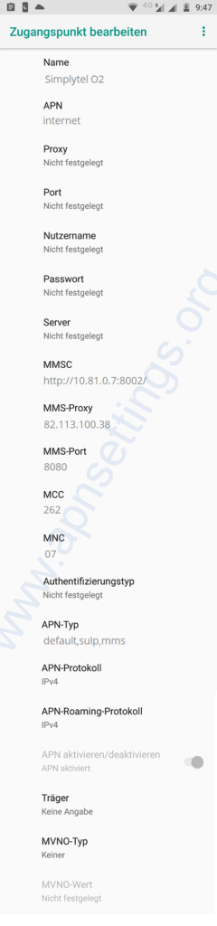 Simplytel APN-Einstellungen