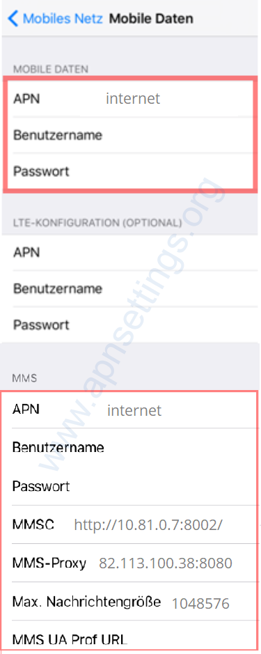 maXXim APN-Einstellungen für iPhone