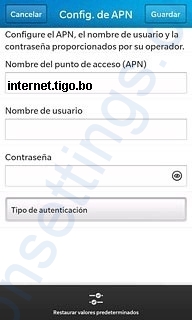 APN Tigo Bolivia para Blackberry