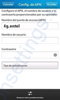 APN de Entel Bolivia para Blackberry