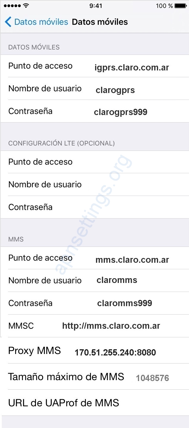 Configurar APN Claro Argentina en iPhone ipad