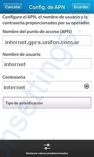 Configurar APN Movistar Argentina para Blackberry