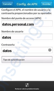 Configurar APN Personal Argentina para Blackberry