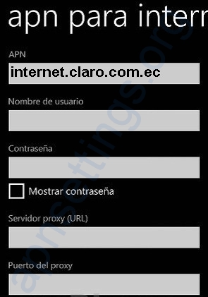 APN de Claro Ecuador para Windows Phone