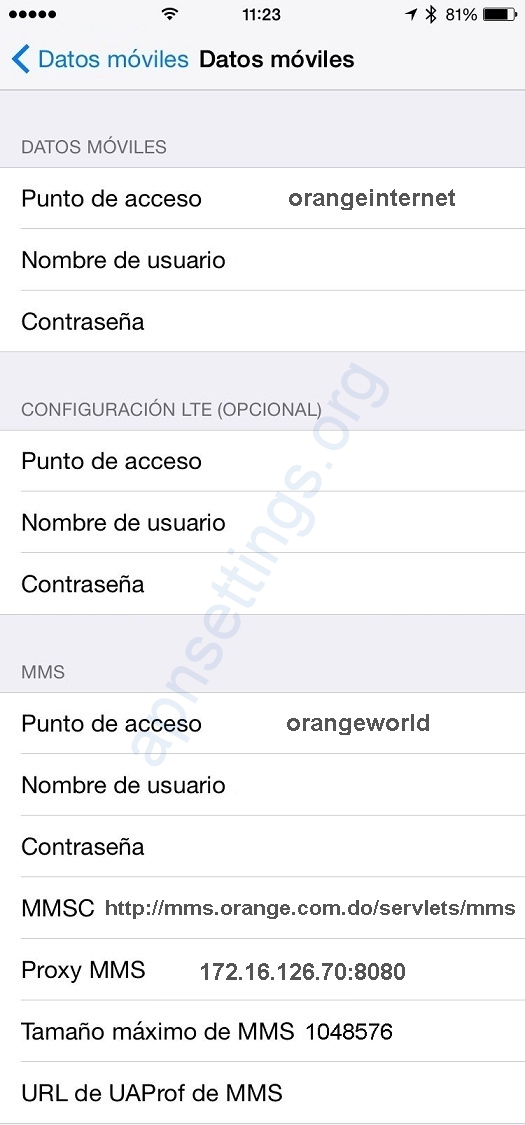 APN de Orange Dominicana para iPhone