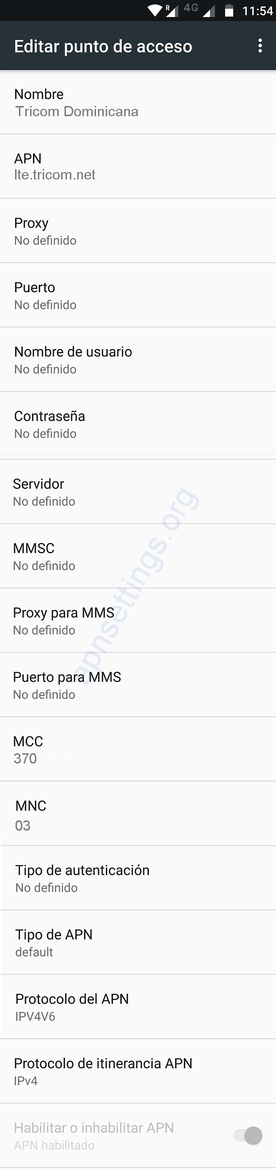 APN de Tricom Dominicana 4G LTE