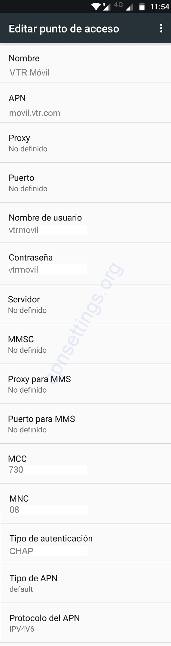 Configurar APN 4G VTR Móvil Chile
