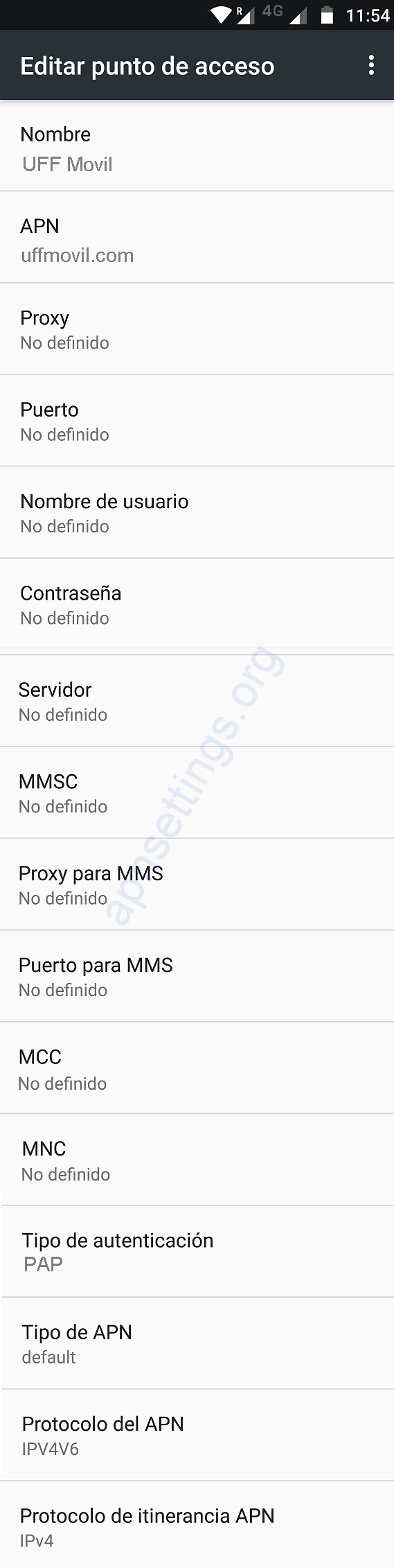 Configurar APN 4G de UFF Móvil Colombia