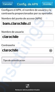 Configurar APN Claro Chile para Blackberry