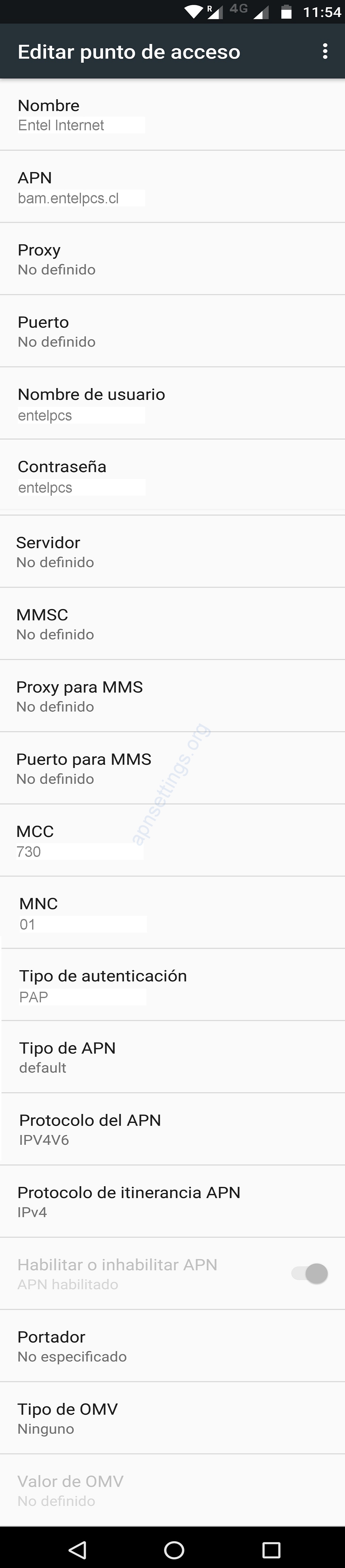 Configurar APN Entel Chile 4G para Android
