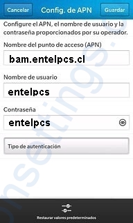 Configurar APN Entel Chile para Blackberry