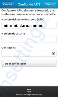 Configurar APN de Claro Ecuador para Blackberry