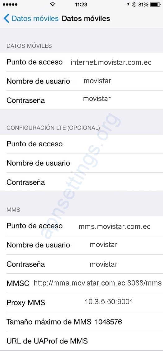 Configurar APN de Movistar Ecuador para iPhone