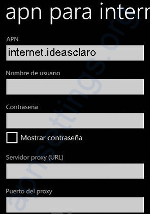 APN Claro El Salvador para Windows Phone