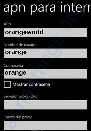 APN Orange España para Windwos Phone