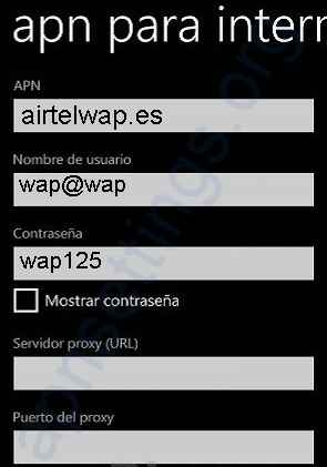 APN Vodafone España en Windows Phone