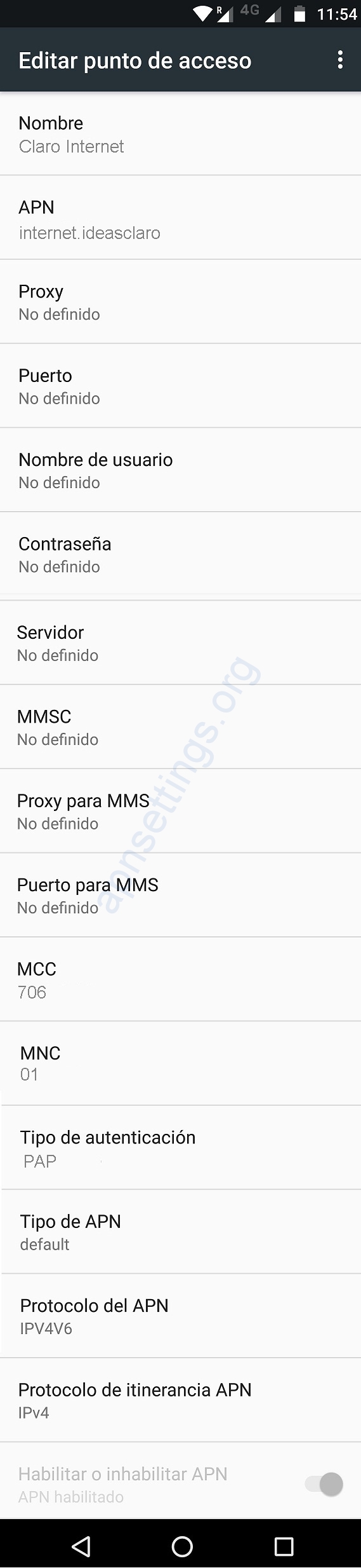 APN de Claro El Salvador 4G para Android