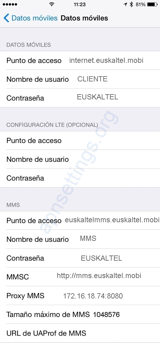APN de Euskaltel 4G para iPhone