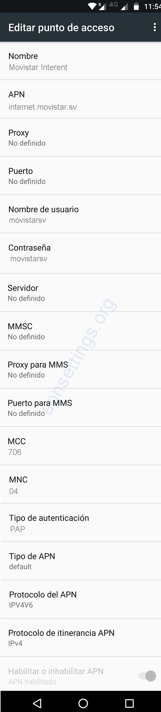 APN de Movistar El Salvador 4G LTE para Android