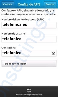APN de Movistar España para Blackberry