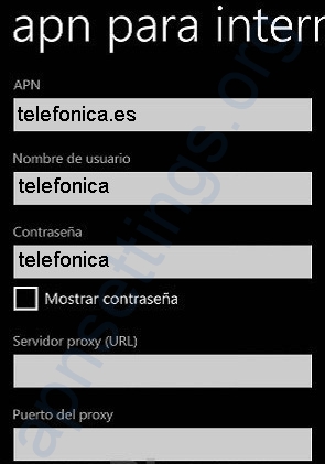 APN de Movistar España para Windows Phone