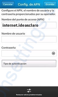 Configurar APN Claro El Salvador para Blackberry