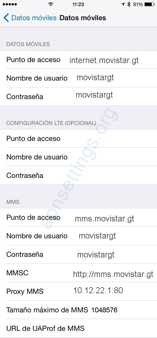 APN de Movistar Guatemala en iPhone