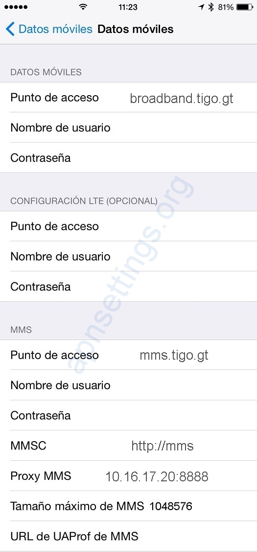 APN de Tigo Guatemala para iPhone