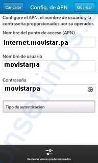 APN de Blackberry Movistar Panama