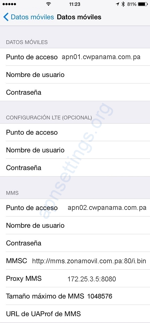 APN de Cable & Wireless Panama para iPhone
